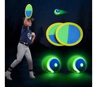 Raditoss LED Toss and Catch Ball Set - Glow-in-The-Dark & Daytime Play with Rechargeable Light-Up Balls, Includes 2 Paddles & 2 Balls - Indoor & Outdoor Toy for Kids, Toddlers & Adults Fun