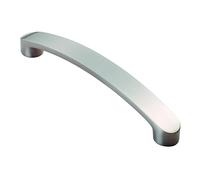 Radius end Flat Bow Handle Solid Metal Cabinet Pull with Smooth Curved Profile for Drawers cupboards Furniture and Modern interiors (Satin Nickel, 128mm Centres, 146mm Overall, 26mm Projection)