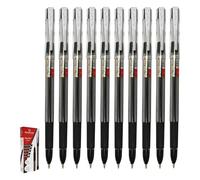 RADIUS StarStic Ballpoint Pens, BLACK, Medium Point (1.0mm), Pack of 10, Smooth Cristal Ball Pens, Rubber Grip, Professional Office School Business Hospital Use