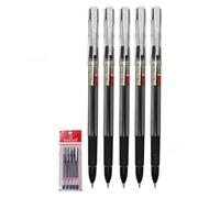 RADIUS StarStic Ballpoint Pens, BLACK, Medium Point (1.0mm), Pack of 5, Smooth Cristal Ball Pens, Rubber Grip, Professional Office School Business Hospital Use