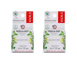 RADIUS Vanilla Mint Dental Floss 55 Yards Vegan & Non-Toxic Oral Care Boost & Designed to Help Fight Plaque - Pack of 2