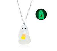 RadiVibe Adopt A Ghost Necklace Glow in the Dark Halloween Ghost Earrings Spooky Charm Pendant Necklaces Halloween Costumes Party Accessories Jewellery for Women Men, Glass, No Gemstone