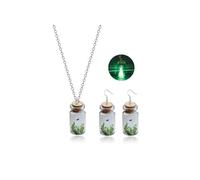 RadiVibe Adopt A Ghost Necklace Glow in the Dark Halloween Ghost Earrings Spooky Charm Pendant Necklaces Halloween Costumes Party Accessories Jewellery for Women Men, Glass, No Gemstone
