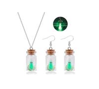 RadiVibe Adopt A Ghost Necklace Glow in the Dark Halloween Ghost Earrings Spooky Charm Pendant Necklaces Halloween Costumes Party Accessories Jewellery for Women Men, Glass, No Gemstone