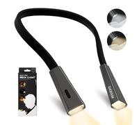 RADIXIUM Silver LED Neck Rechargeable Reading Light, Multifuntion Book Light for Reading in Bed and Camping, 4 Brightness Levels, Bendable Arms, Super Soft Materials Made Comfort & Lightweight
