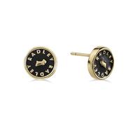 Radley 18ct Gold Plated Black Enamel Jumping Dog Round Earrings