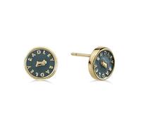 Radley 18ct Gold Plated Blue Enamel Jumping Dog Round Earrings
