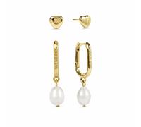 Radley 18ct Gold Plated Heart Stud and Pearl Huggie Earrings