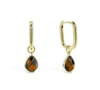 Radley 18ct Gold Plated Tigers Eye Drop Hoop Earrings