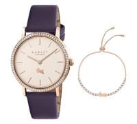 RADLEY 18ct Rose Gold Plated Purple Leather Strap Watch and 18ct Rose Gold Dog Bracelet Gift Set RY21806A-SET