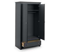 Radley - 2 Door Combination Wardrobe - Grey - Wooden - Happy Beds