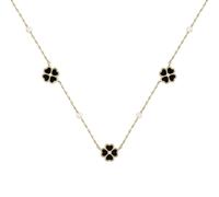 Radley Black Heart Clover Flower Gold Tone Necklace 46cm