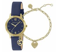 Radley Charm Navy Leather Strap Watch and Bracelet Set