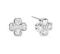 Radley Sterling Silver Clear Heart Cubic Zirconia Flower Earrings