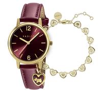 Radley Dark Cherry Leather Strap Watch and Bracelet Set