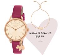 RADLEY Womens Leather Strap Watch And Bracelet Gift Set Red OS