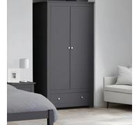 Radley Double Wardrobe - 2 Door - 1 Drawer - Dark Grey