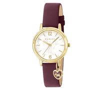 RADLEY Gold Plated Case Heart Charm Dark Cherry Leather Strap Watch RY21916A