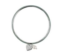 Radley Heart Street Hanging Heart & Pearl Green Enamel Bangle 17.5cm