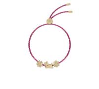 RADLEY Ladies 18ct Gold Plated Flower and Jumping Dog Dark Rose Cord Friendship Bracelet RYJ3272S