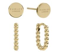 Radley Womens 18ct Gold Plated Disk and Bobble Beaded Post Hoop Twin Pack Earrings