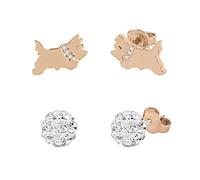 Radley Ladies 18ct Rose Gold Plated Clear Stone Set Fireball and Jumping Dog Twin Pack Earrings RYJ1314S