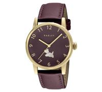 RADLEY Ladies Gold Plated Dark Cherry Leather Strap Watch