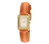 RADLEY Ladies Gold Plated Square Burnt Orange Leather Strap Watch