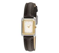 RADLEY Ladies Silver & Gold Plated Square Dark Oak Leather Strap Watch