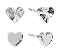 Radley Ladies Silver Plated Textured Heart Twinpack Earrings RYJ1583S