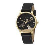 RADLEY Ladies Starry Night Gold Plated Black Leather Strap Watch