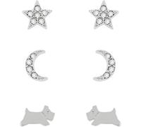 Radley Ladies Street Silver Plated Stone Set Moon and Star Triple Pack Studde...
