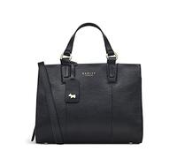 RADLEY London Bedford Square Small Ziptop Multiway Handbag for Women, Made from Black Textured Leather, Handbag with Twin Handle & Adjustable Strap, Features Interior Zip & Slip Pockets