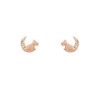 Radley London Ladies 18ct Rose Gold Plated Sterling Silver Dog In Moon Diamond Stud Earrings Rose