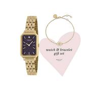 Radley London Ladies Gold Plated Genuine Diamond Rectangular Watch and Bracelet Set Gold