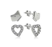 Radley London Love Ladies Sterling Silver Twin Pack Dog & Stone Set Heart Studs Silver