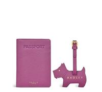 RADLEY London Spitalfields Row - Boxed Passport Cover & Luggage Tag, CASSIS, 8.4"W x 4.3" H x1.4" D, Passport Cover