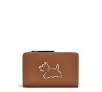 Radley London Walkies Medium Bifold Purse for Women, Made from Tan Brown Leather with Embossed Scottie Dog Design, Press Stud Fastened Bifold Purse with Internal Card Slots & Zipped Pocket