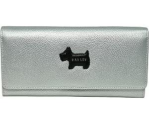 RADLEY London Womens Large Leather Flapover Matinee Purse Wallet Loyal in Metallic Silver