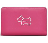 RADLEY London Womens Leather Bright Pink Heritage Dog Outline Medium Bifold Travel Purse Wallet