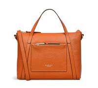 RADLEY London Womens Portman Medium Zip Around Top Handle Bag in Amber Orange Grained Leather with Grab Handles