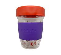 RADLEY London Womens Scottie and Star Glass Travel Cup Mug 350ml Capacity in Amethyst