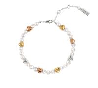 Radley Pearl & Two Tone Heart Alternating Bracelet 16.5cm + 3cm