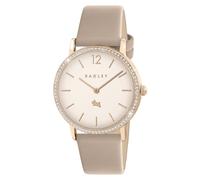 RADLEY Rose Gold Plated Stone Set Case Iconic Porcini Leather Strap Watch RY21938A