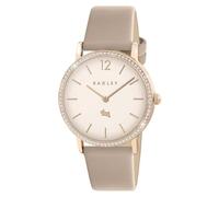 RADLEY Rose Gold Plated Stone Set Case Iconic Porcini Leather Strap Watch RY21938A