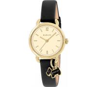 RADLEY Gold Plated Case Dog Heart Charm Black Leather Strap Watch RY21930A