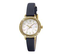 RADLEY Womens Pale Gold Plated Stone Set Case Mother of Pearl Dial Ink Leather Strap Analogue Watch RY21968