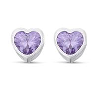 Radley RYJ1215 Silver Purple Cubic Zirconia Heart Stud Earrings - J8199