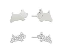 Radley RYJ1518 Silver CZ And Plain Dog Earrings Set - J81200