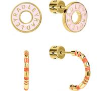 Radley Women's 18ct Gold Plated Twinpack Pink Enamel Donut and Half Hoop Earrings